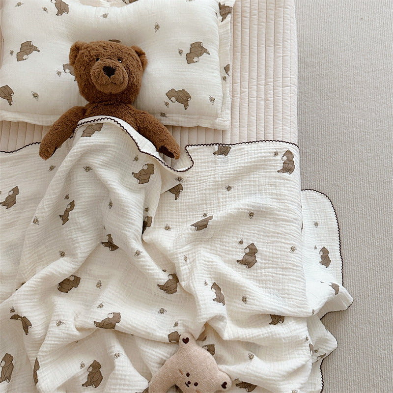 Unisex Mull blanket with cute bear design Bowlift