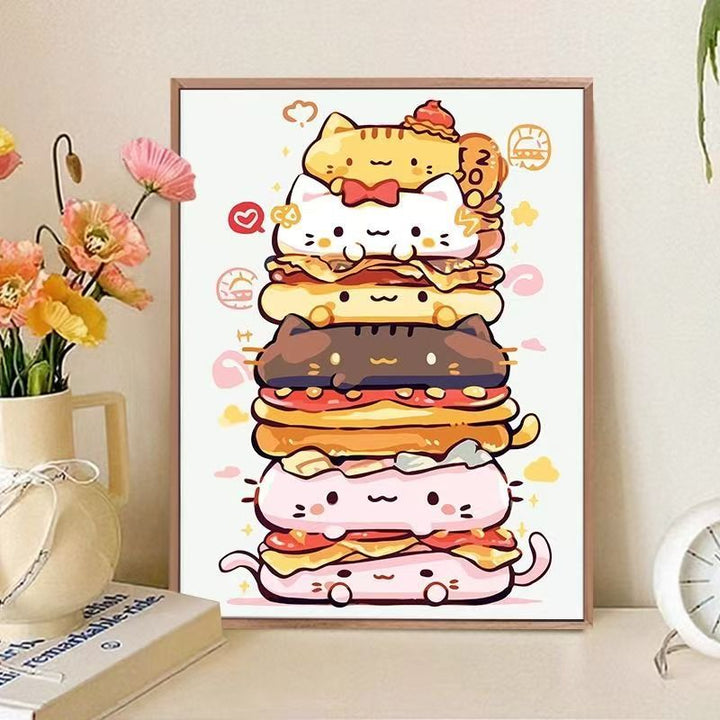 Playful Cat-Themed Food Art Print Bowlift