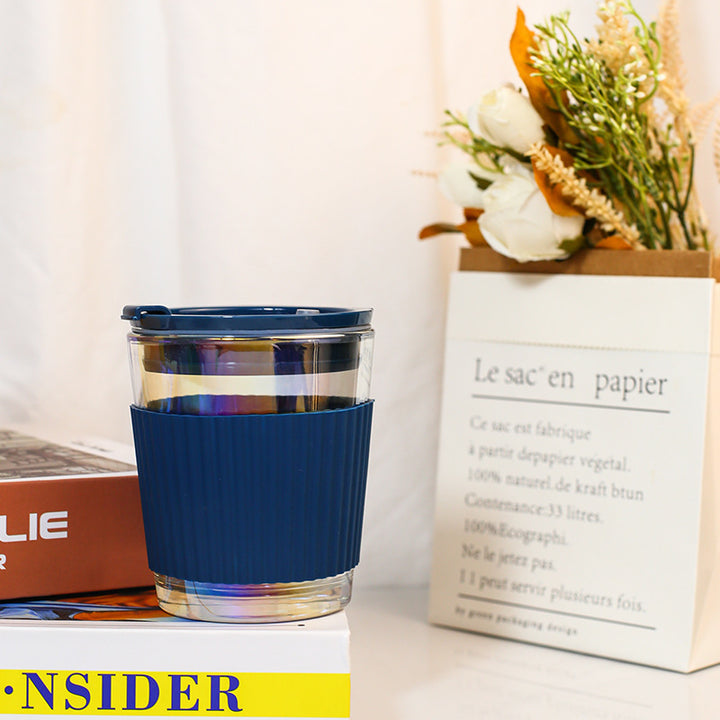 Ladies Insulated Drinking Cup with Flexible Silicone Cover and Integrated Straw Bowlift