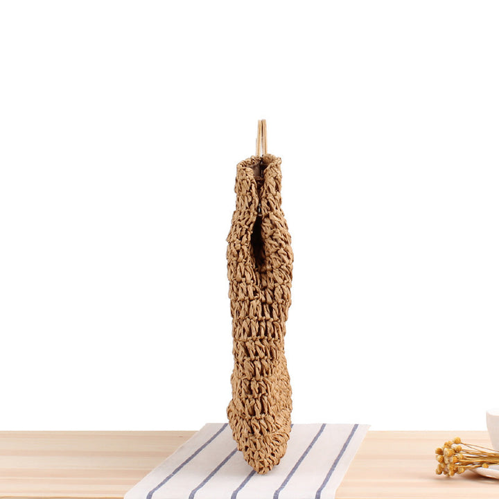Macrame Tote Bag with Elegant Wooden Handle Bowlift