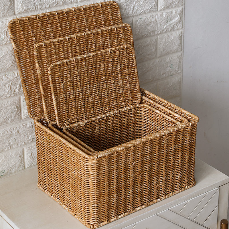 Handcrafted Rectangular Wicker Storage Box Bowlift