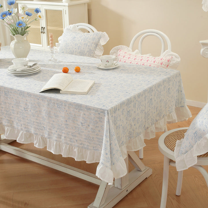 Ruffled Floral Print Tablecloth