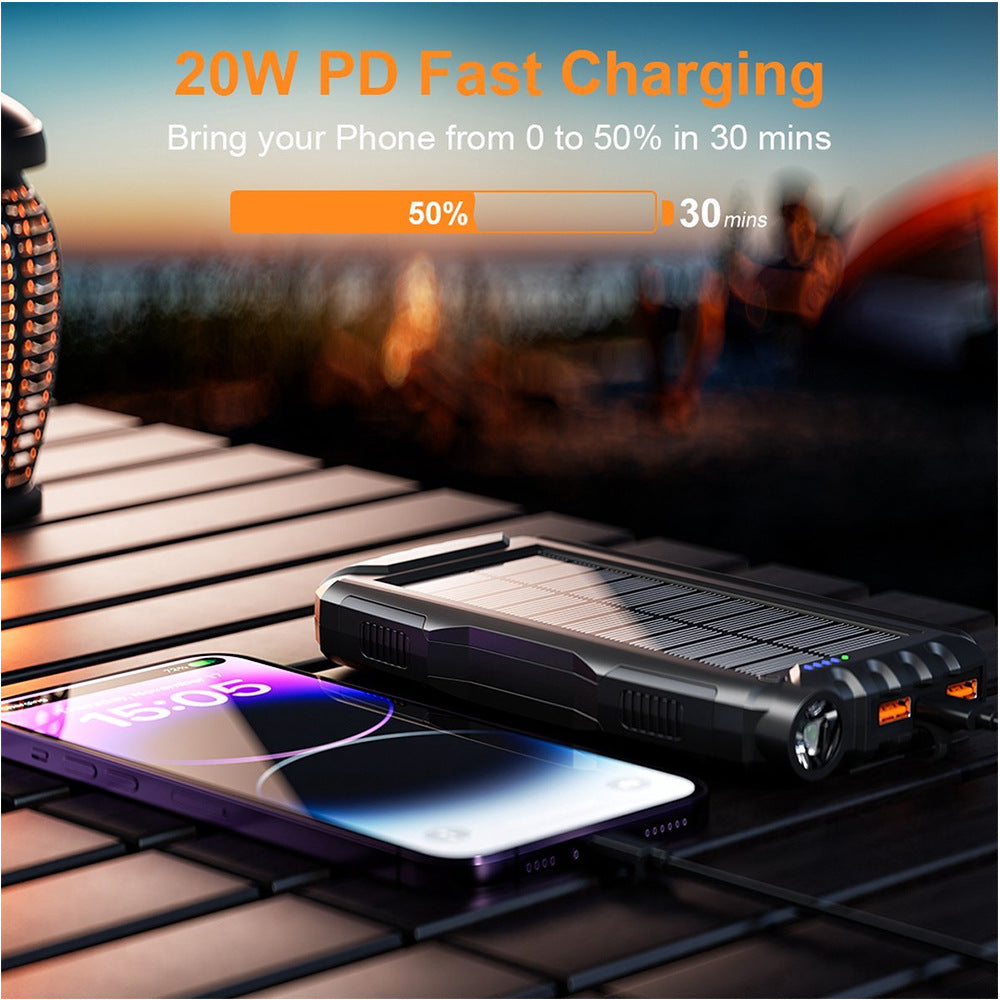 Robust Solar Power Bank with LED Flashlight Bowlift