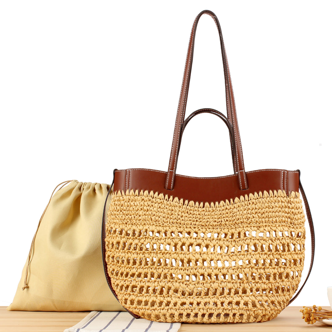 Braided Shoulder Bag with Elegant Leather Detail Bowlift