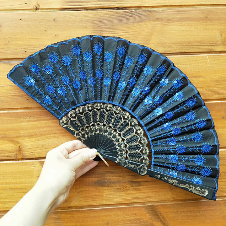 Ladies handcrafted fan with exquisite embroidery Bowlift