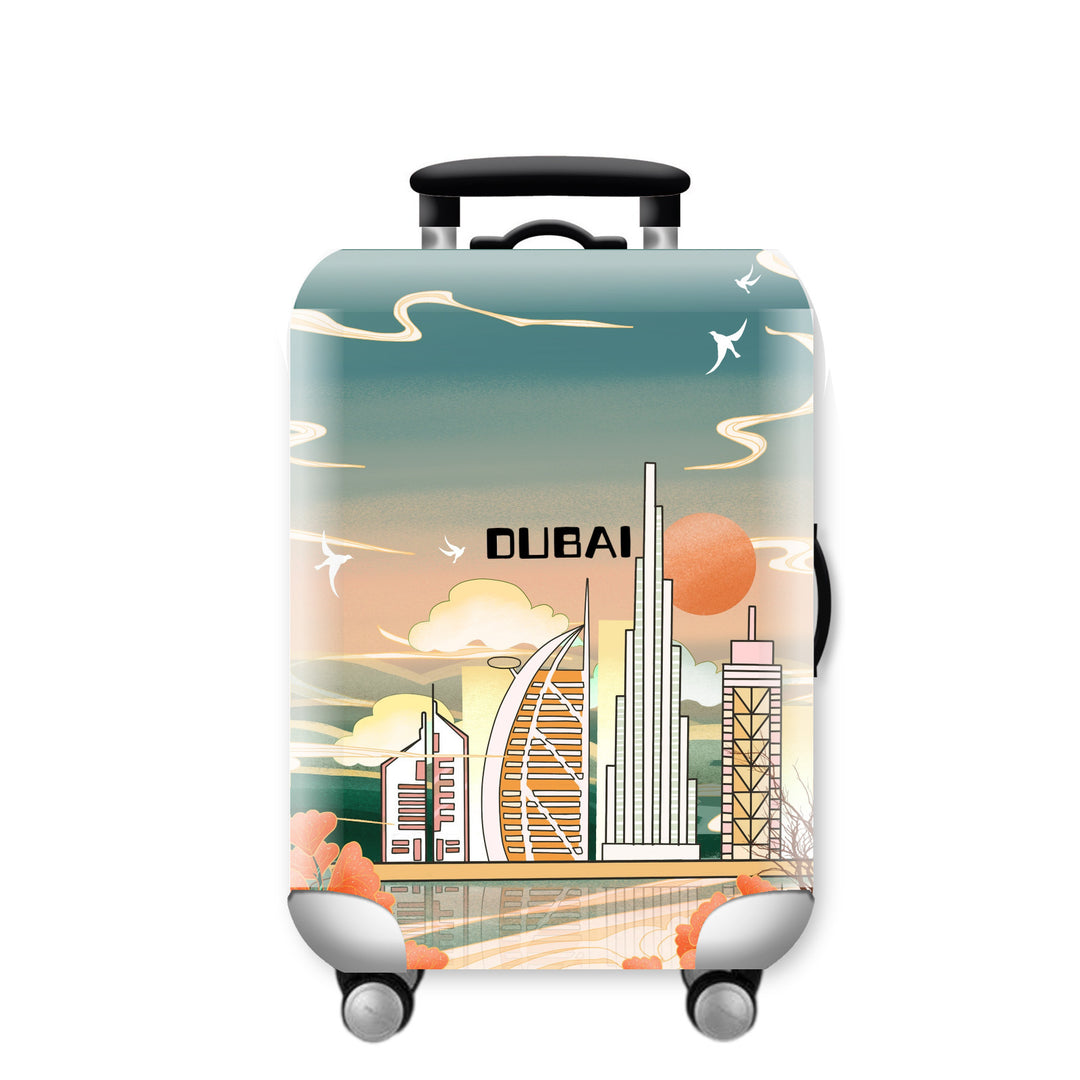 Unisex Hard Shell Travel Suitcase with Urban Skyline Design Bowlift