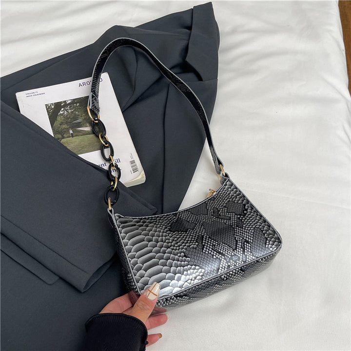 Stylish Textured Snakeskin Effect Handbag Bowlift