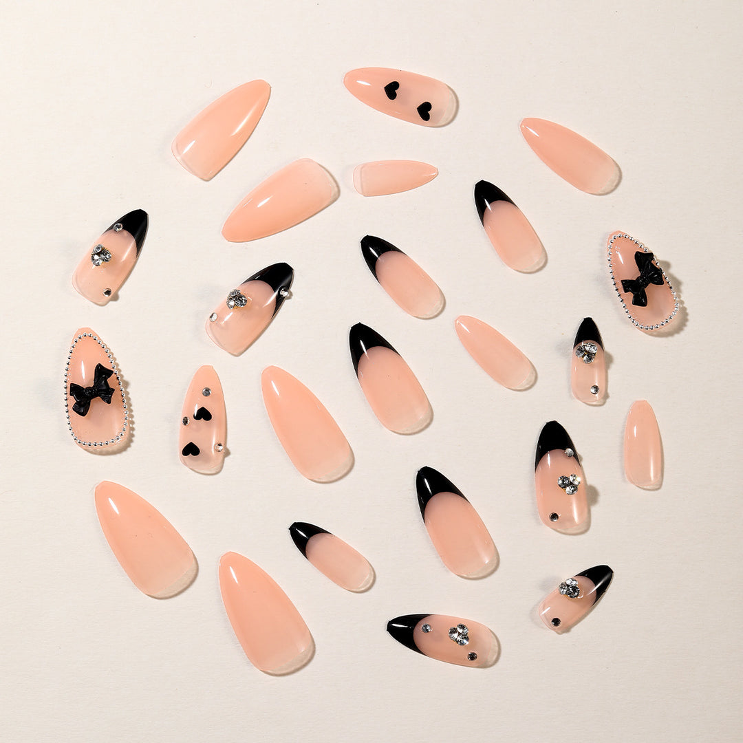 Elegant Stiletto Nail Art Extensions with Rhinestone Accents Bowlift