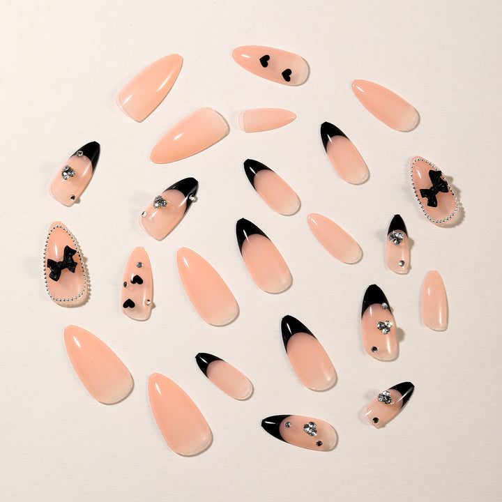 Elegant Stiletto Nail Art Extensions with Rhinestone Accents Bowlift