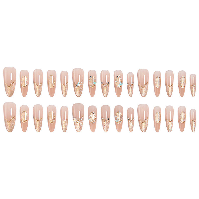 Art nail set with elegant gold glitter design Bowlift