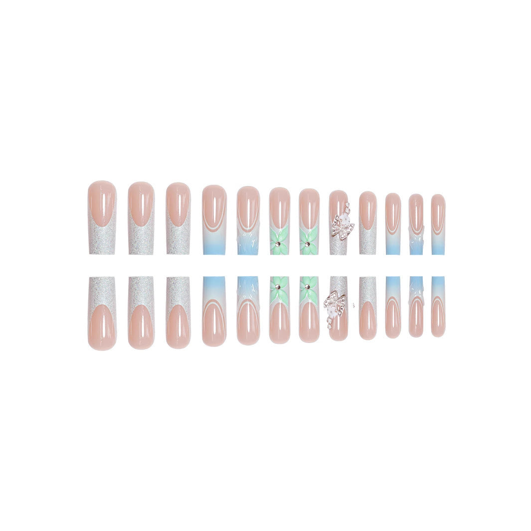 Elegant Floral Acrylic Nail Extensions Bowlift