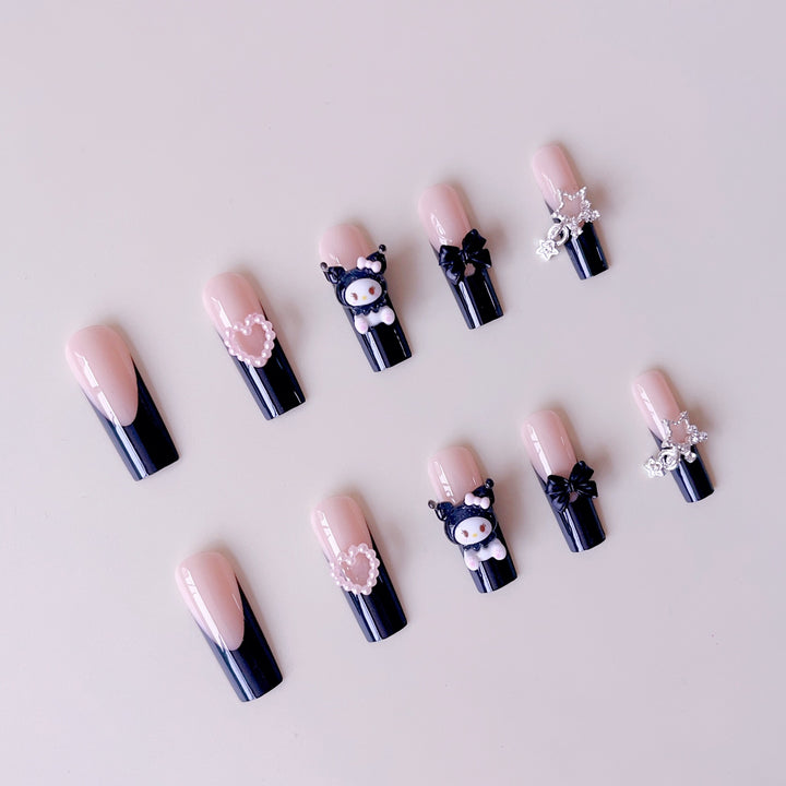 Artificial nail set with playful 3D designs Bowlift