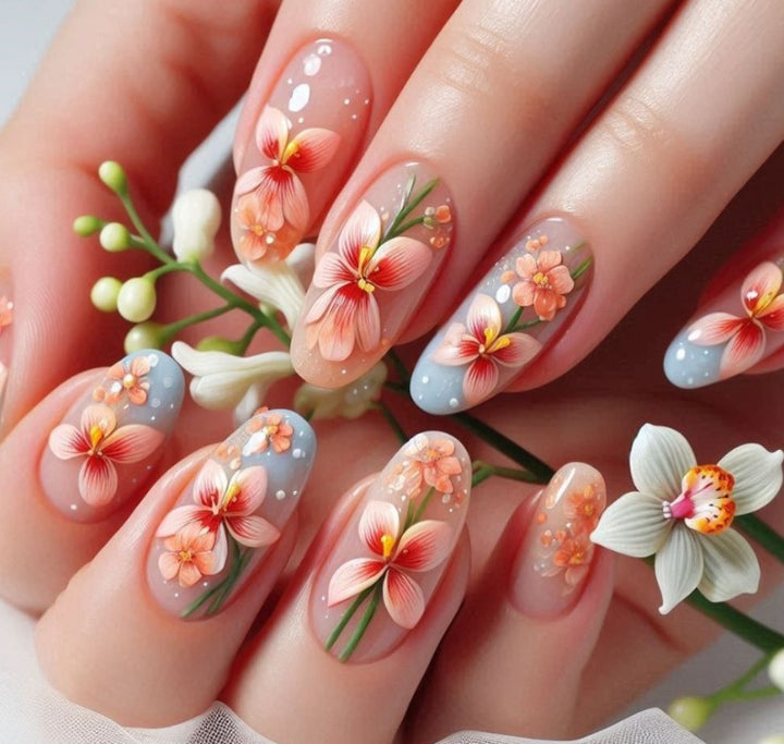 Floral Embellished Nail Art Bowlift