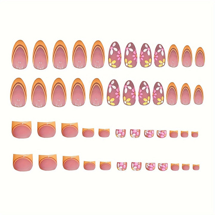 Decorative Floral Themed Press-On Nails Bowlift