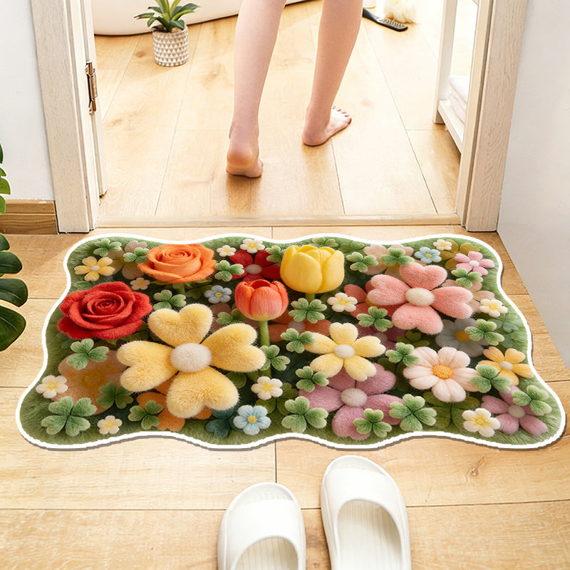 Floral-Themed Waterproof Area Rug