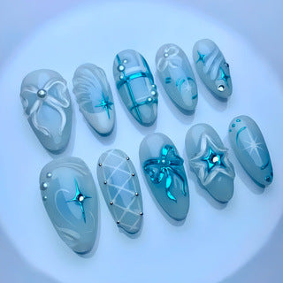 Decorative Press-On Nail Art Set with Unique Designs Bowlift