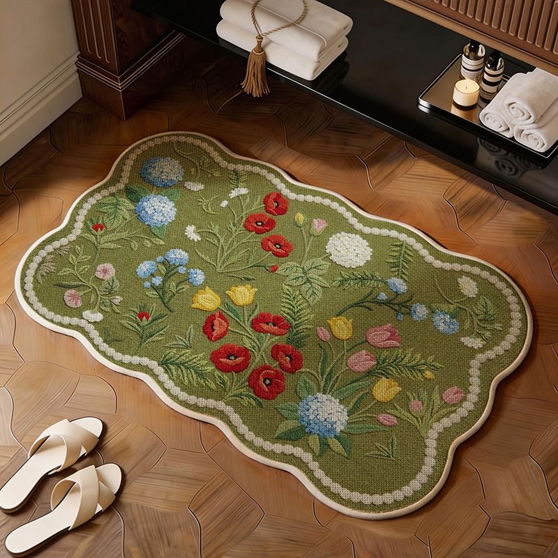 Embroidered Floral Bath Mat