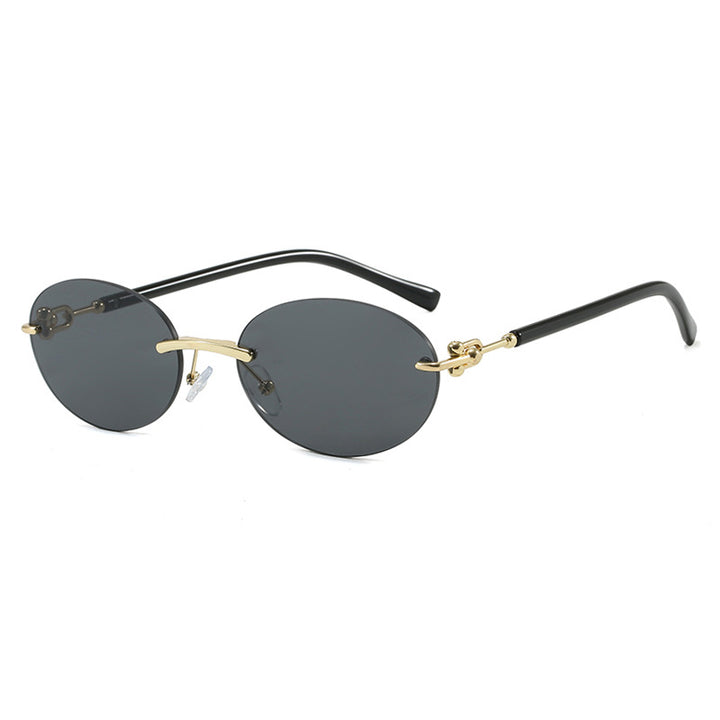 Women oval sunglasses with luxurious metal frame and mirrored lenses Bowlift