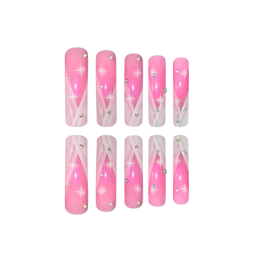 Decorative Stiletto Press-On Nails with Rhinestone Accents Bowlift