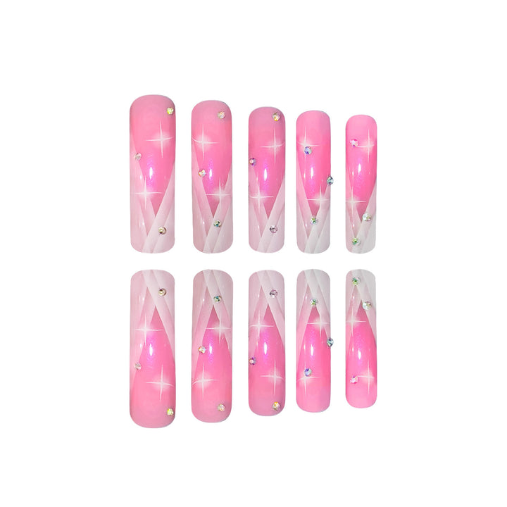 Decorative Stiletto Press-On Nails with Rhinestone Accents Bowlift