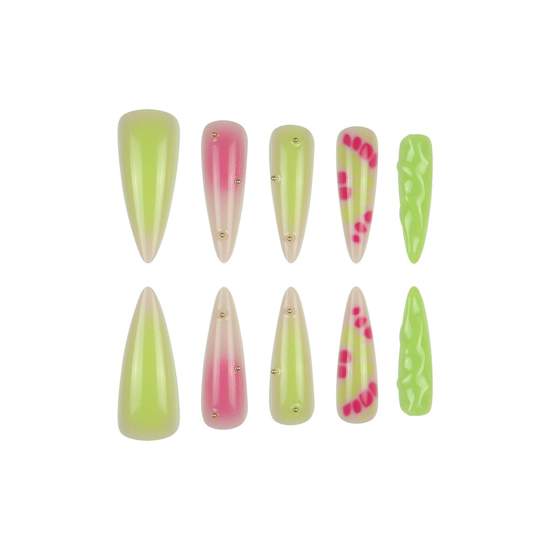 Artistic Neon Stiletto Press-On Nails Bowlift