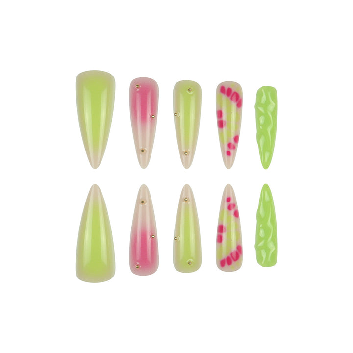 Artistic Neon Stiletto Press-On Nails Bowlift