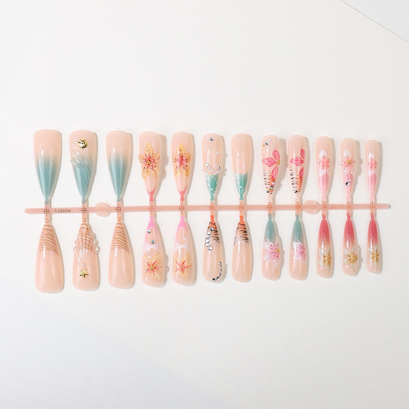 Artistic Floral Design Press-On Nail Tips Set Bowlift
