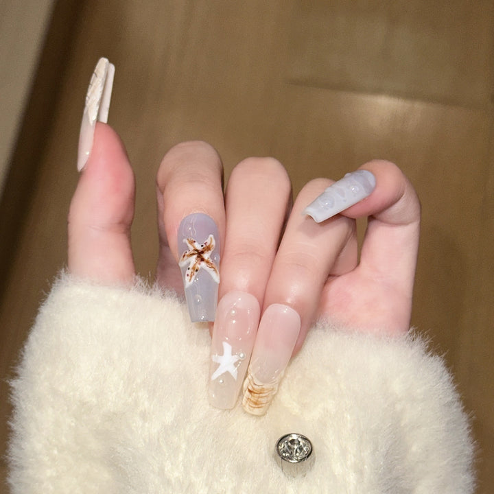 Handmade Coastal-Inspired Press-On Nail Set Bowlift