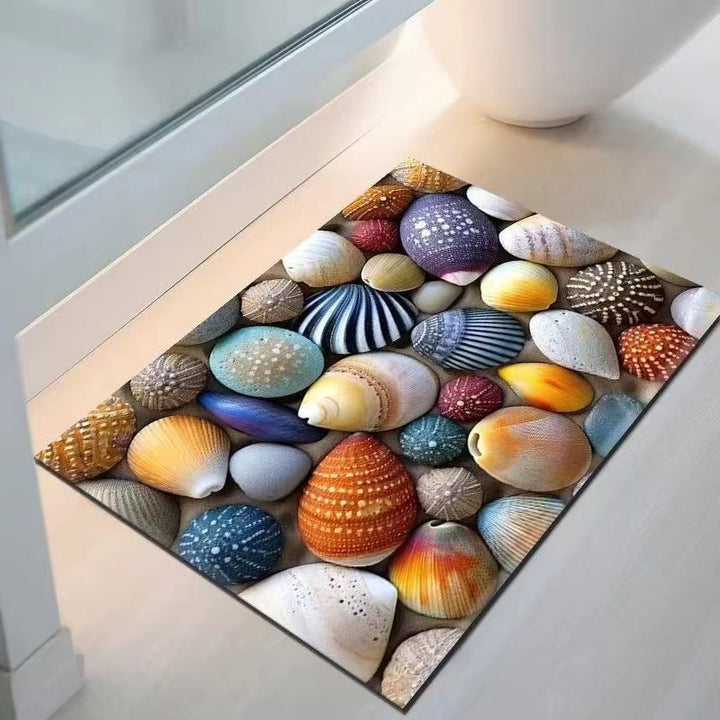 Coastal Seashell Design Bath Mat Bowlift