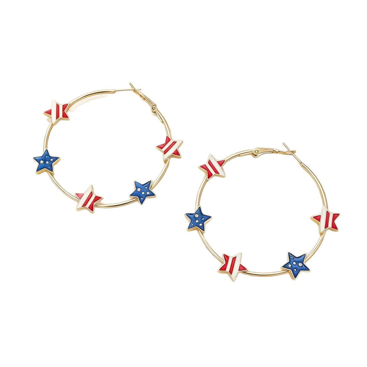 Ladies nan Creolen Hoop Earrings with enamelled star charms and snap closure Bowlift