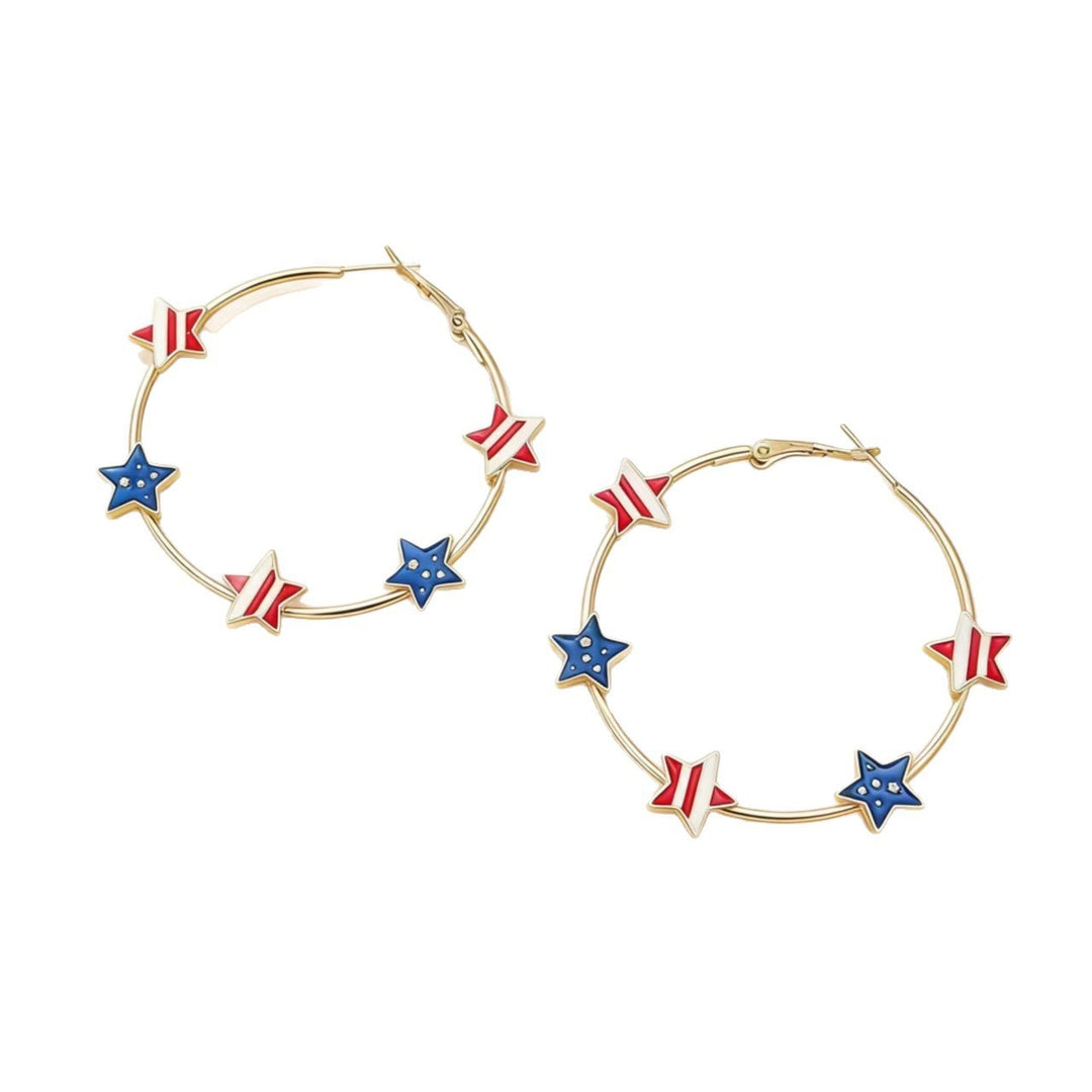 Women's playful hoop earrings with enamel star appliqués and secure click closure Bowlift