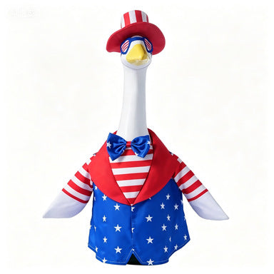 Unisex decorative fabric gander with patriotic costume and removable top hat Bowlift