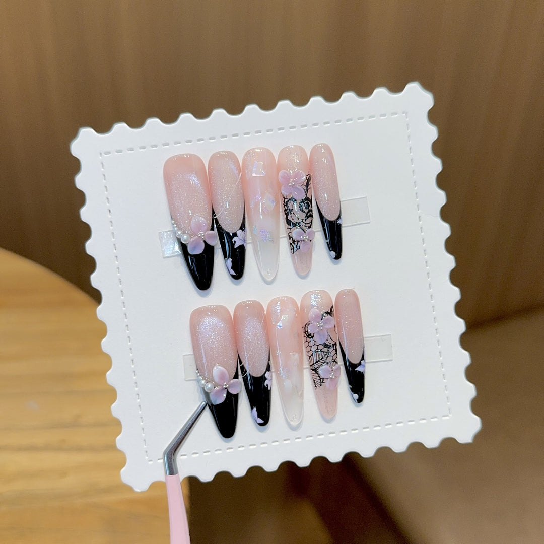 Artificial Nails In Elegant Floral Design Bowlift