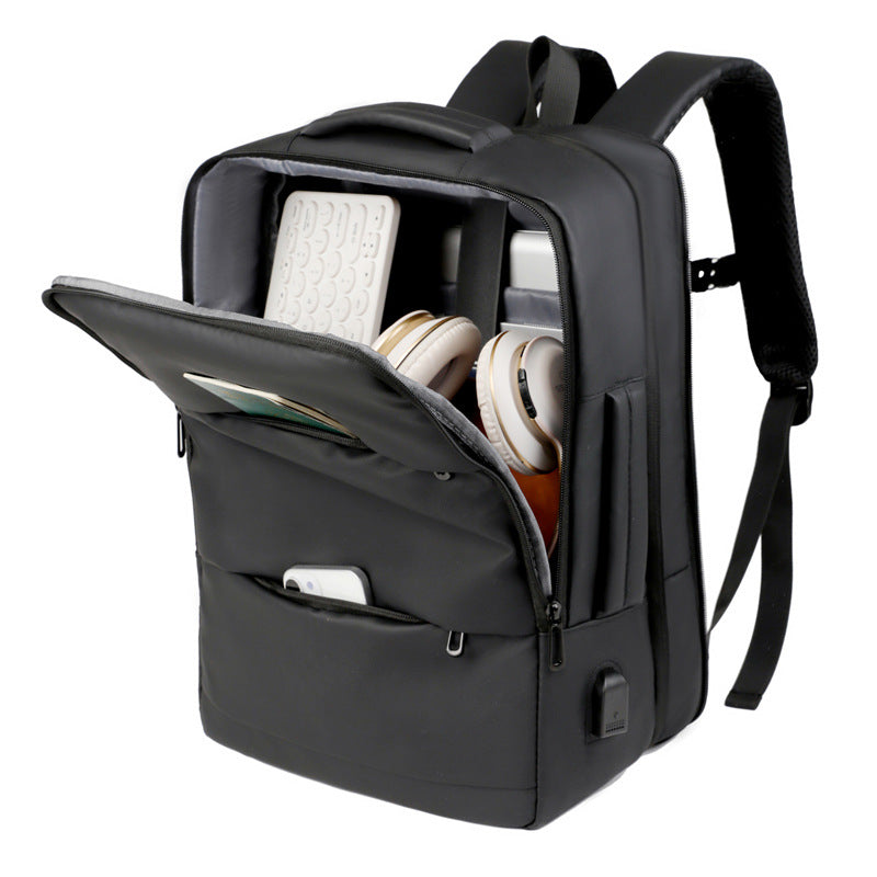 More modern laptop backpack with practical USB connection and innovative compartment system Bowlift