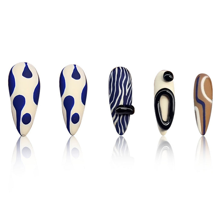 Artistic Abstract Pattern Press-On Nail Extensions Bowlift