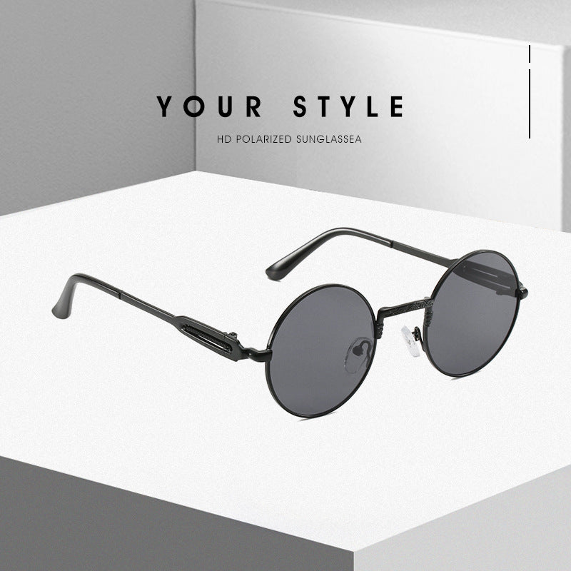 Women's round fashionable sunglasses with fine metal frame Bowlift