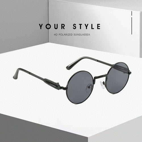 Women's round fashionable sunglasses with fine metal frame Bowlift