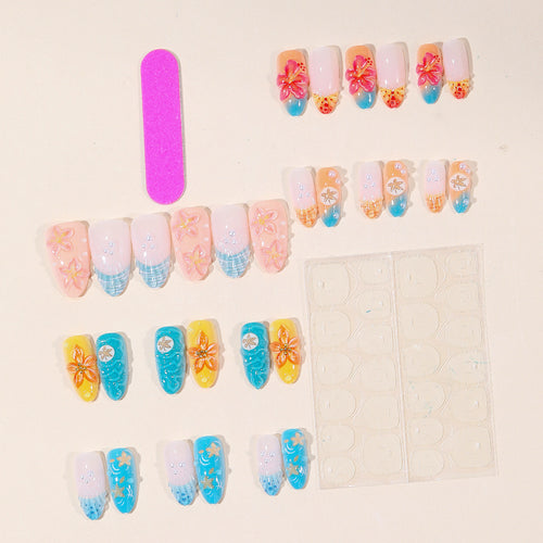 Extravagant Coastal Floral Nail Art Extensions Bowlift