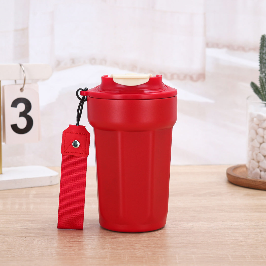 Insulated Stainless Steel Travel Coffee Tumbler with Leakproof Lid and Carry Strap Bowlift