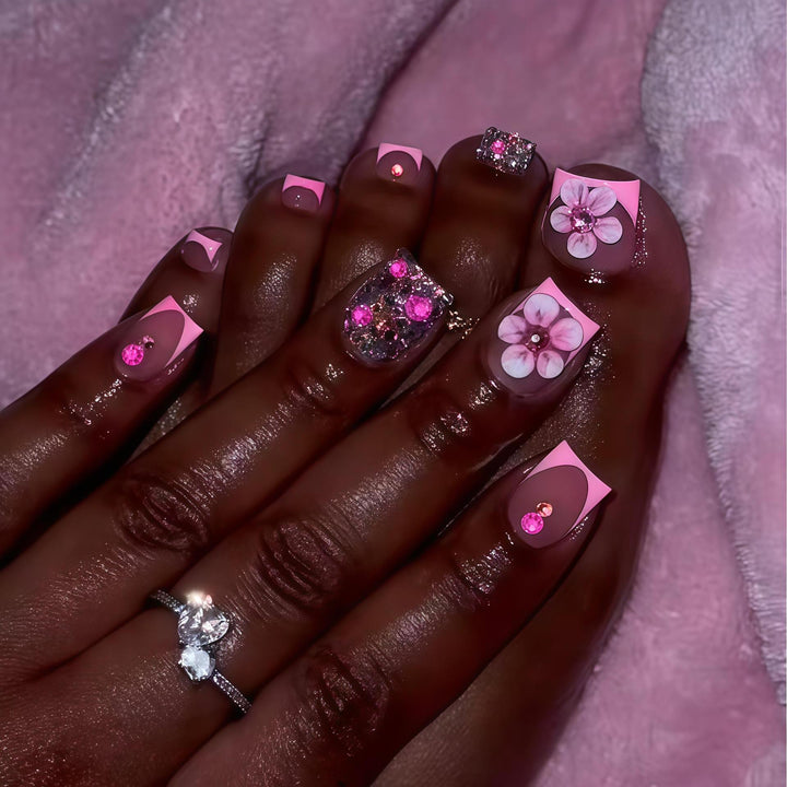 Artistic Floral Press-On Nail Set Bowlift 1787913642