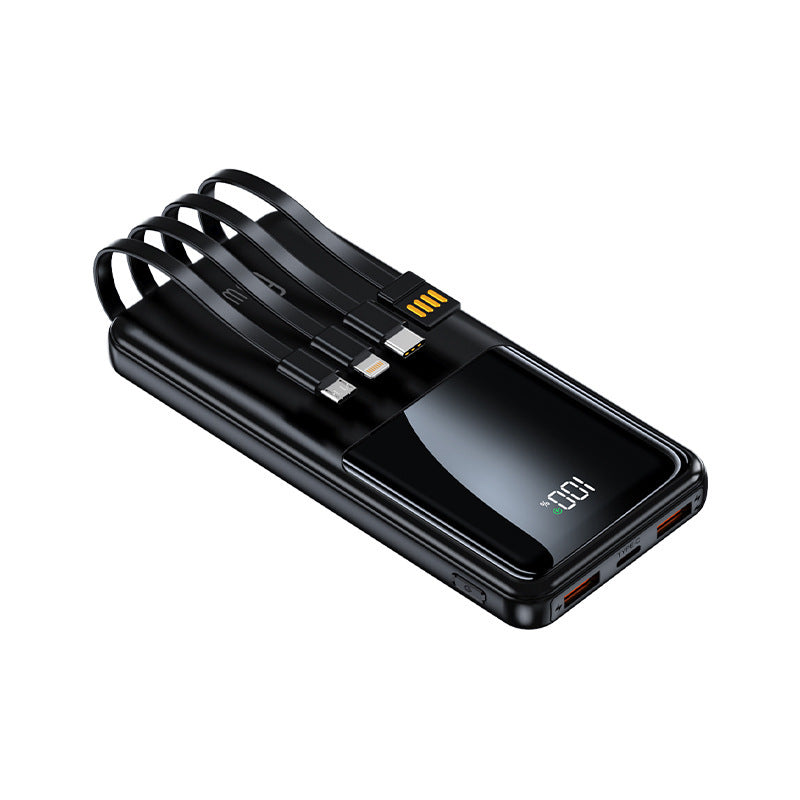 Portable power bank with integrated charging cables and LED battery status indicator Bowlift