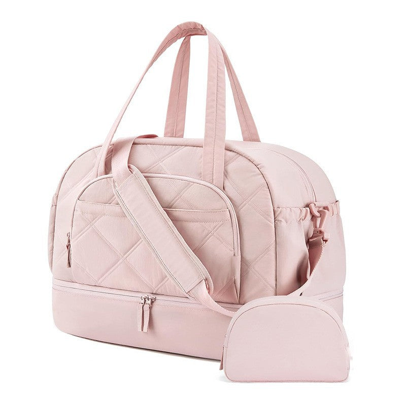 Multifunctional Quilted Travel Bag with Removable Cosmetic Pouch Bowlift