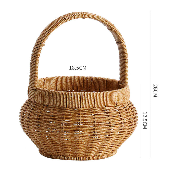 Unisex Handwoven Shopping Basket with Practical Handle Bowlift