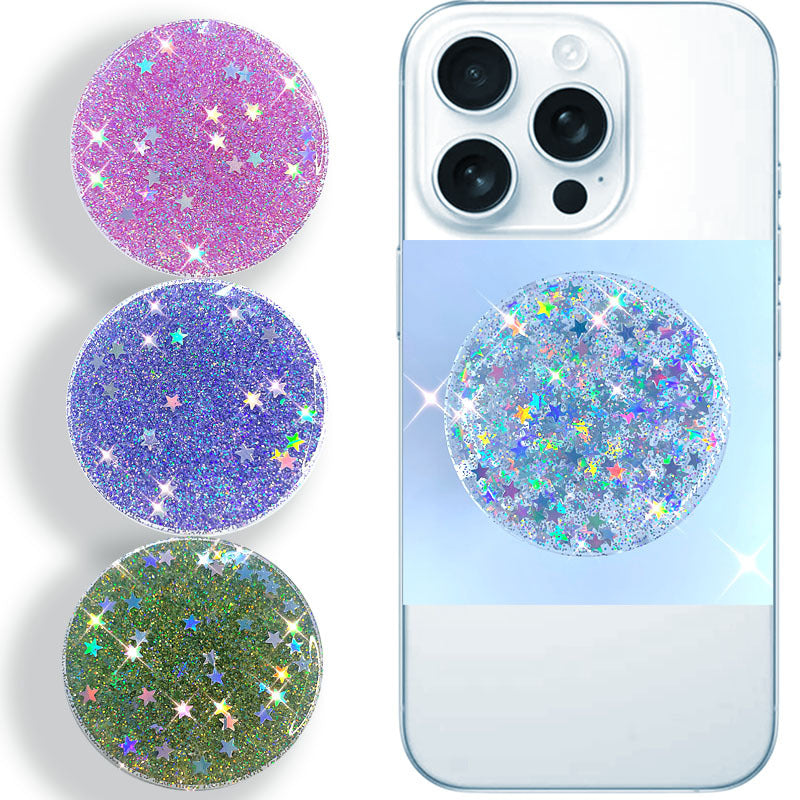 Holographic Glitter Collapsible Phone Grip And Stand