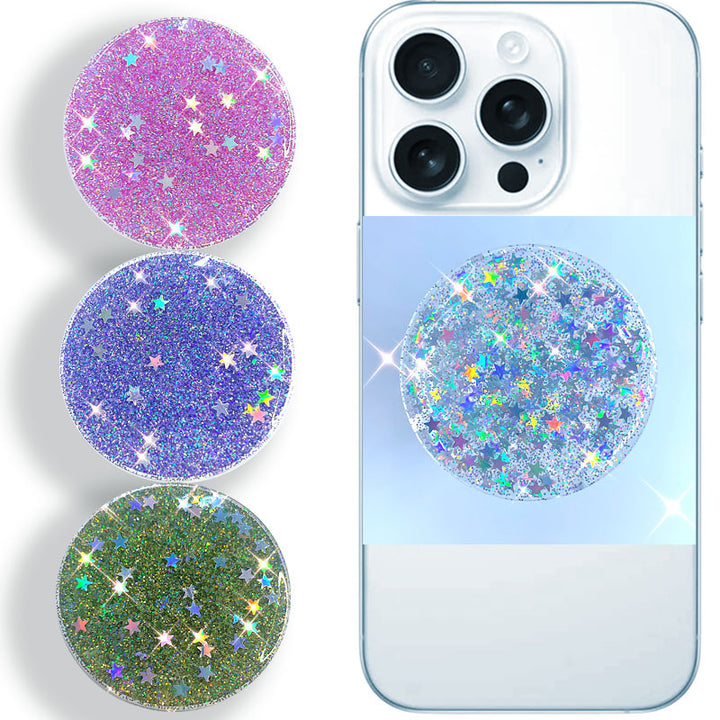 Holographic Glitter Collapsible Phone Grip And Stand