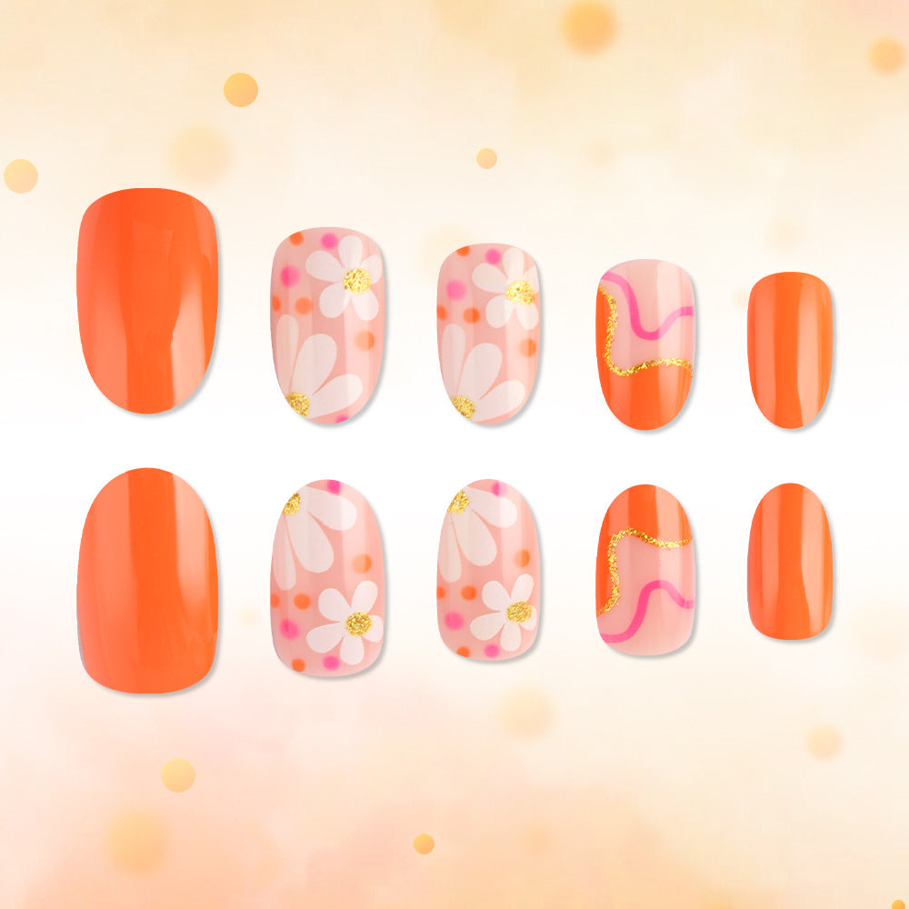 Artistic Flower Design Press-On Nails Bowlift