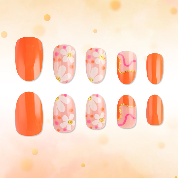 Artistic Flower Design Press-On Nails Bowlift