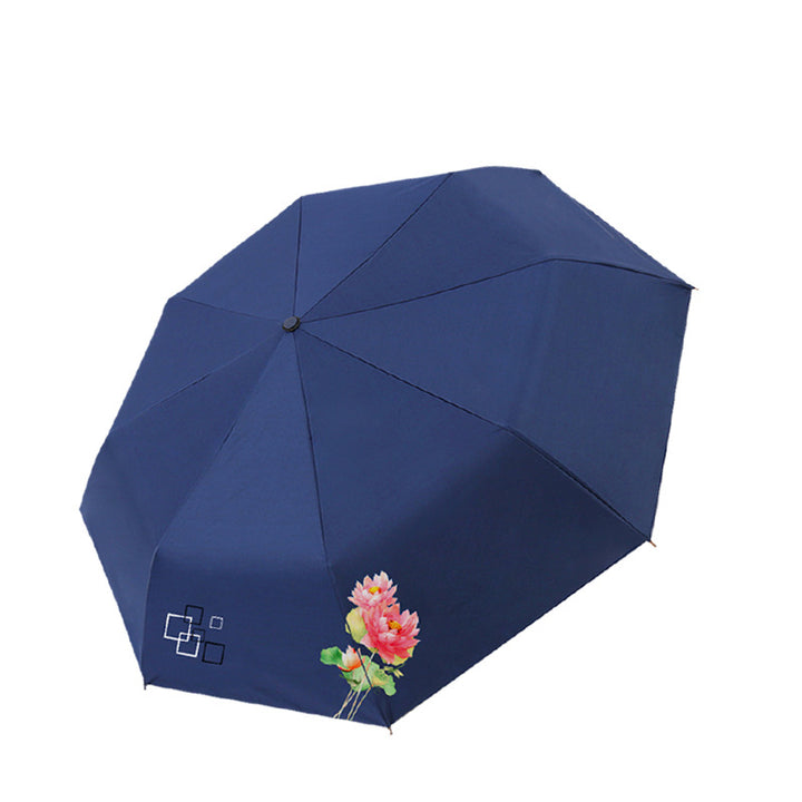Women’s Folding Umbrella with Elegant Floral Design Bowlift