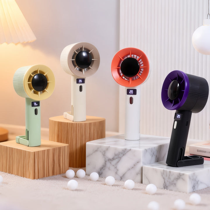 Women's portable table fan with LCD display and USB charging function Bowlift