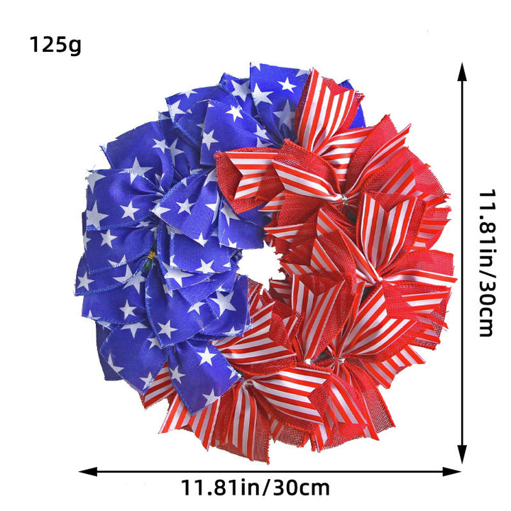Unisex nan patriotic pom pom front door wreath with star embellishments Bowlift